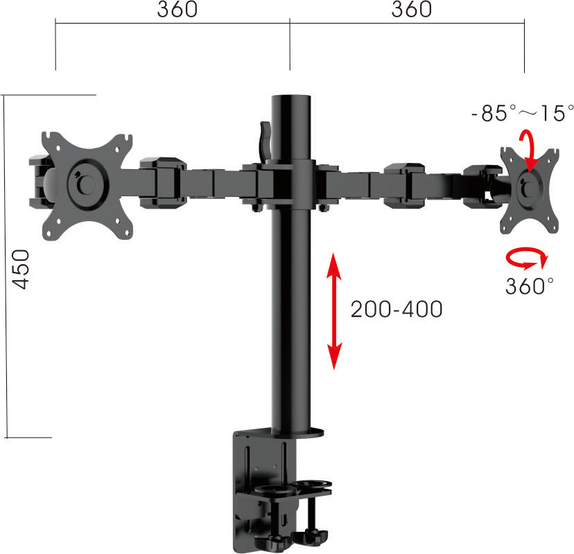 Revolve Pole Mounted Dual Monitor Arm